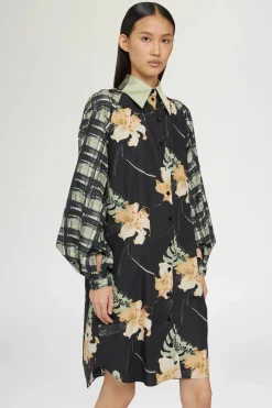 Fashion Abito Camicia Stampa Ibiscus Donna Camicie E Bluse