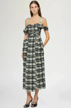 Fashion Abito Midi Quadri Donna Abiti