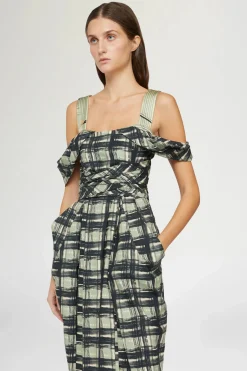 Fashion Abito Midi Quadri Donna Abiti