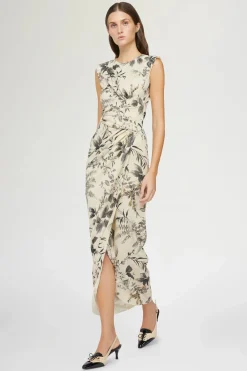 Hot Abito Midi Stampa Tropicale Donna Abiti