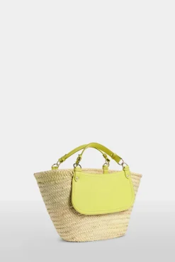 Sale Borsa di Paglia Grande Gialla Donna Borse