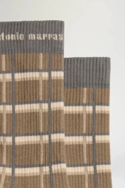 Fashion Calze a Quadri Marroni e Beige Donna Accessori Morbidi|Uomo