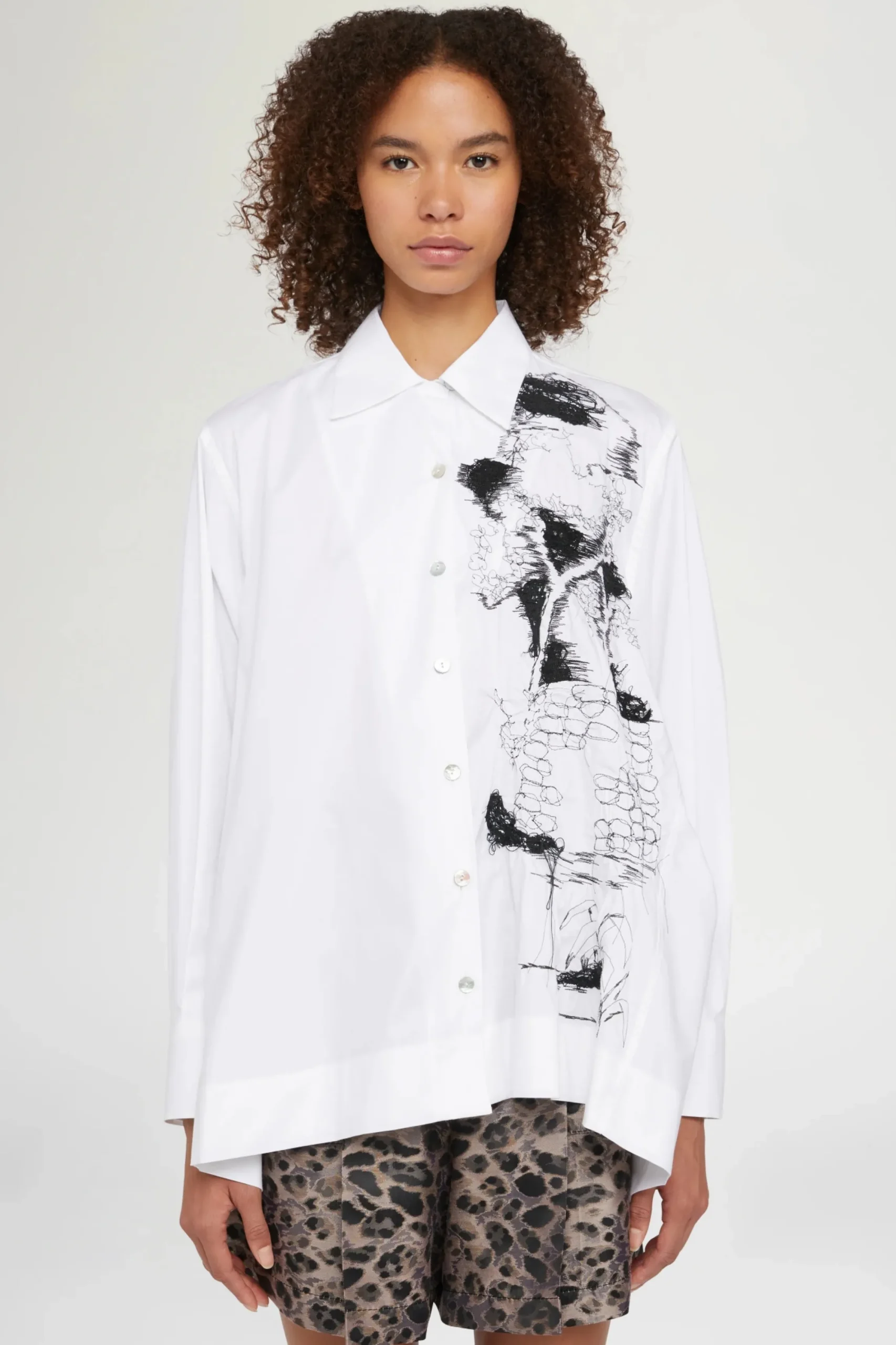 Best Camicia Bianca Ricami Neri Donna Camicie E Bluse
