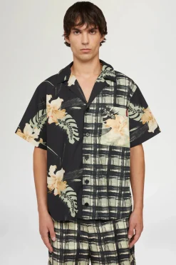 Clearance Camicia stampa Floreale e Quadri Uomo Uomo