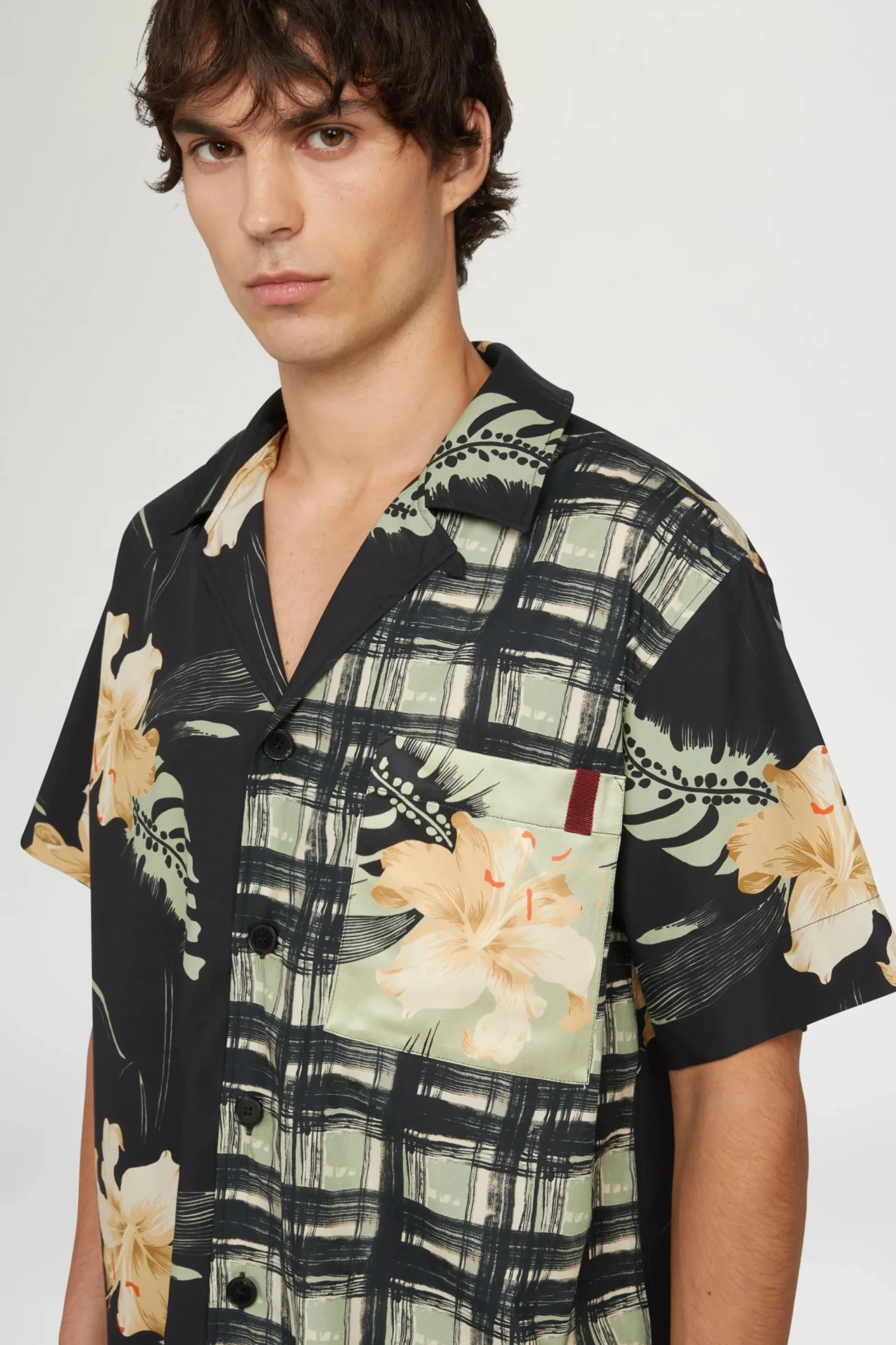 Clearance Camicia stampa Floreale e Quadri Uomo Uomo