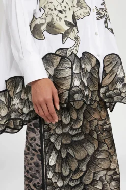 Online Camicia Stampa Tropicale e Animalier Donna Camicie E Bluse
