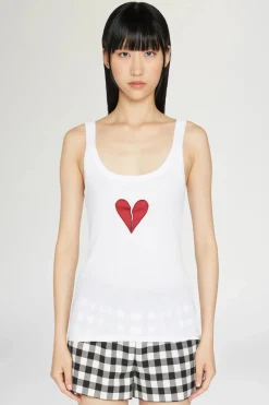 Clearance Canotta Cuore Spezzato Bianca Donna Magliette E Top|Uomo
