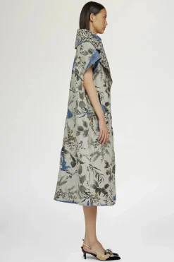 Hot Cappotto in Denim Stampa Tropicale Donna Giacche E Capispalla