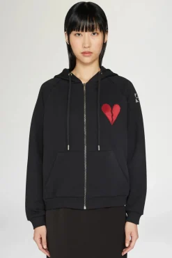 Online Felpa con cappuccio con cuore spezzato e cerniera Donna Magliette E Top|Uomo