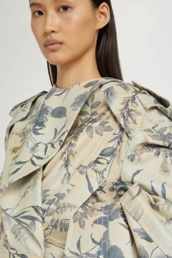 Sale Giacca di Pelle Stampa Tropicale Donna Giacche E Capispalla