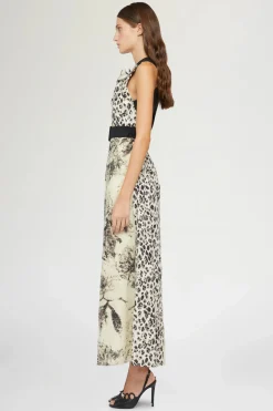 Outlet Midi Abito Stampa Tropicale & Leopardo Donna Abiti