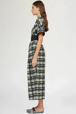 Outlet Pantaloni a Gamba Larga Quadri Donna Pantaloni