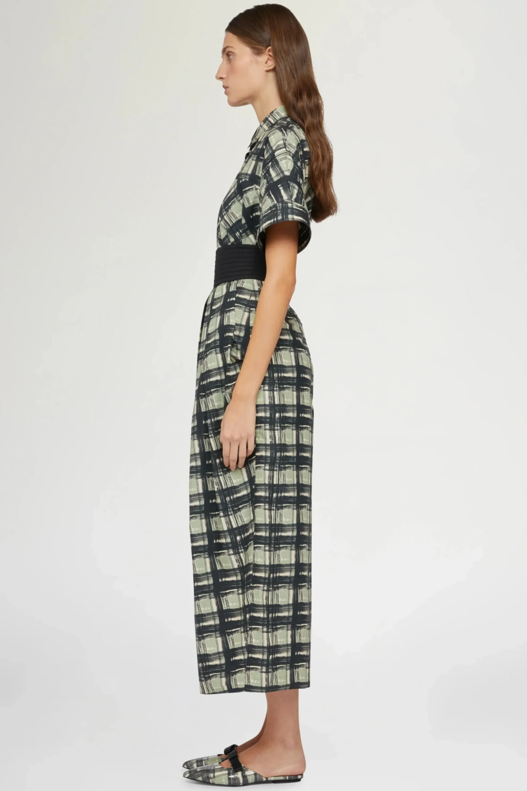 Outlet Pantaloni a Gamba Larga Quadri Donna Pantaloni