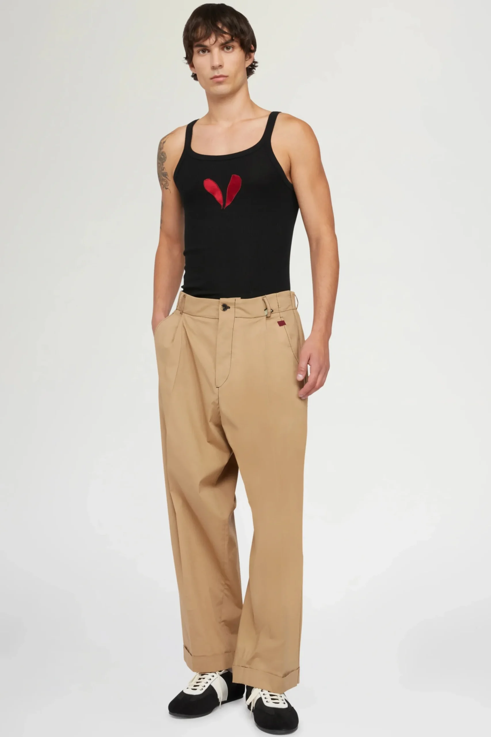 Hot Pantaloni di Cotone Beige Uomo Uomo
