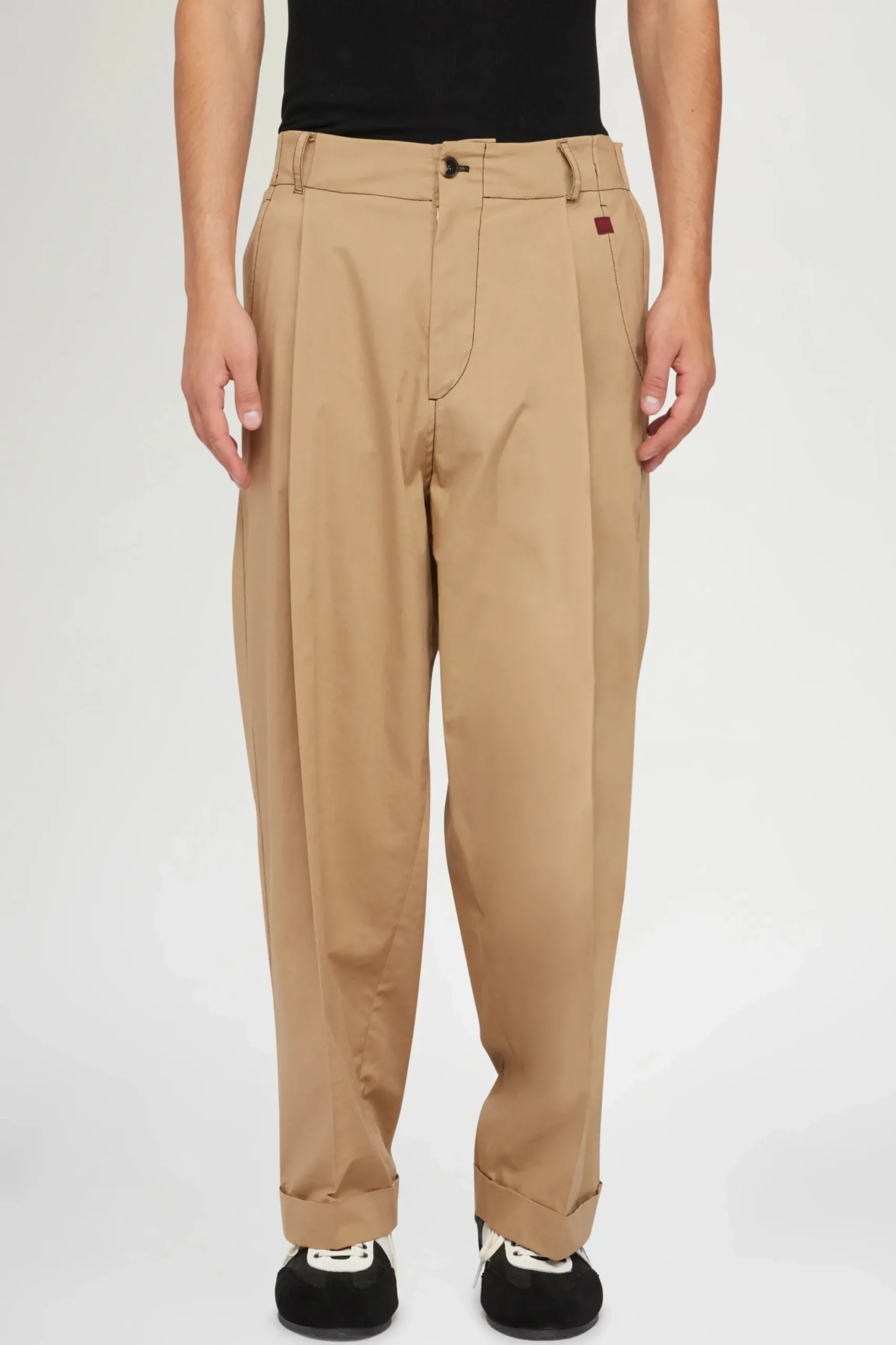Hot Pantaloni di Cotone Beige Uomo Uomo