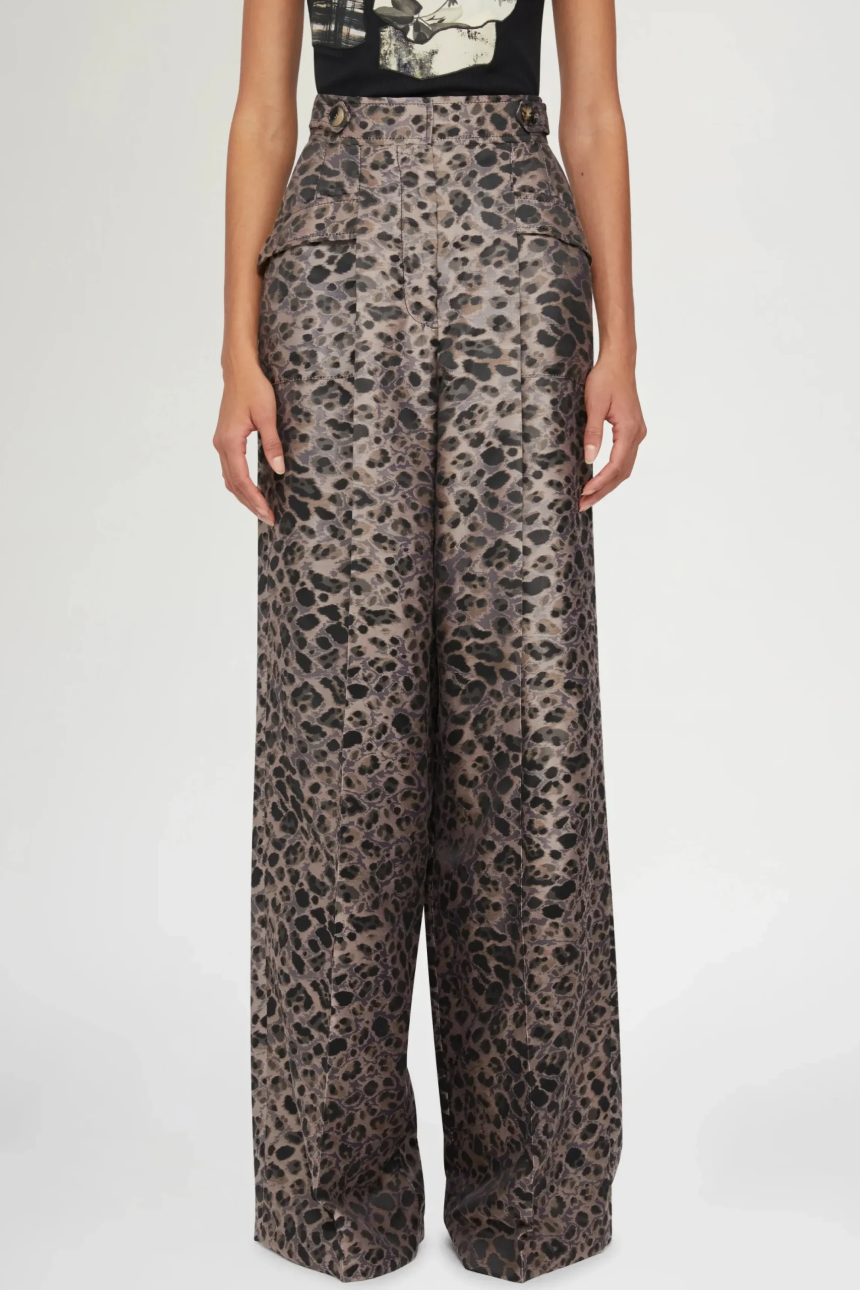 Fashion Pantaloni Palazzo Stampa Animalier Donna Pantaloni