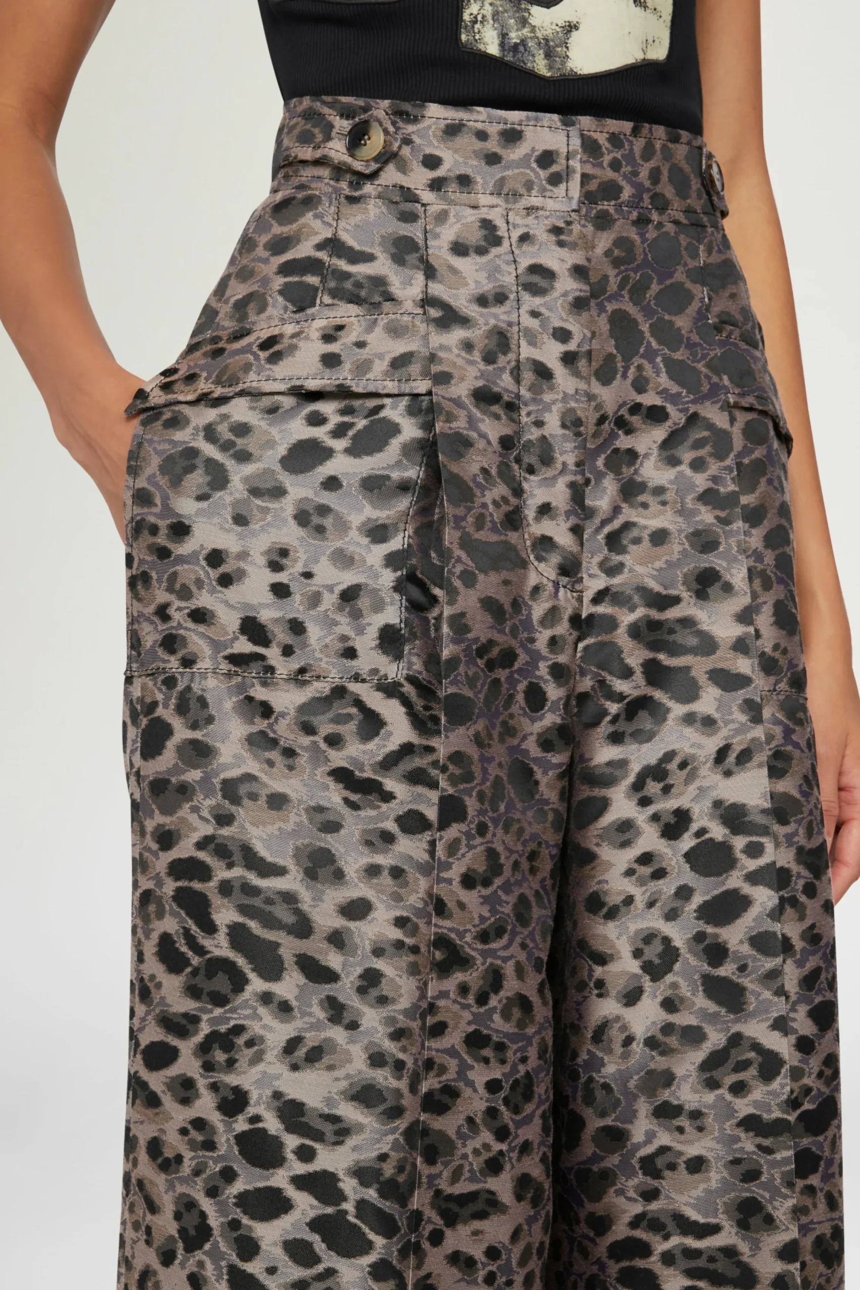 Fashion Pantaloni Palazzo Stampa Animalier Donna Pantaloni
