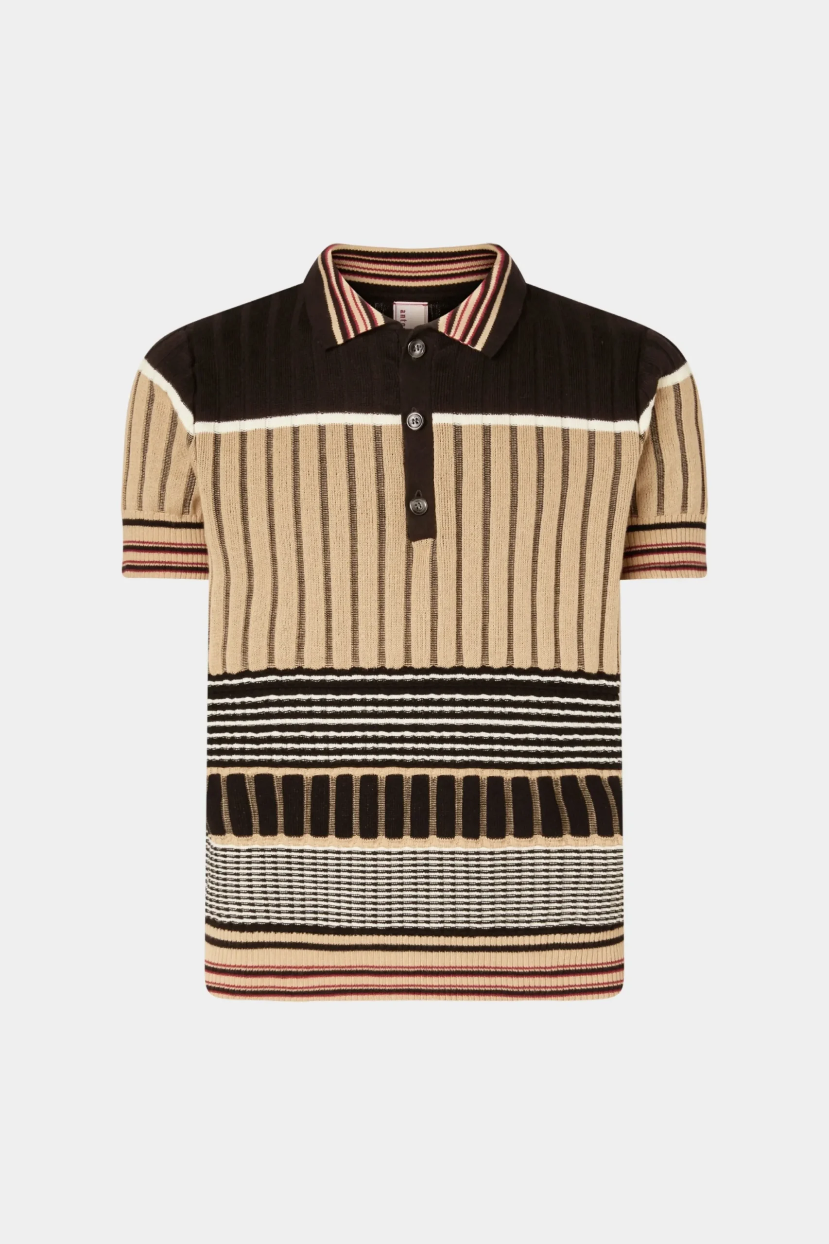 New Polo in Maglia Beige & Nera Uomo Uomo