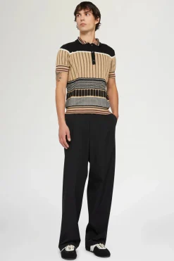 New Polo in Maglia Beige & Nera Uomo Uomo
