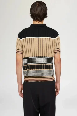 New Polo in Maglia Beige & Nera Uomo Uomo
