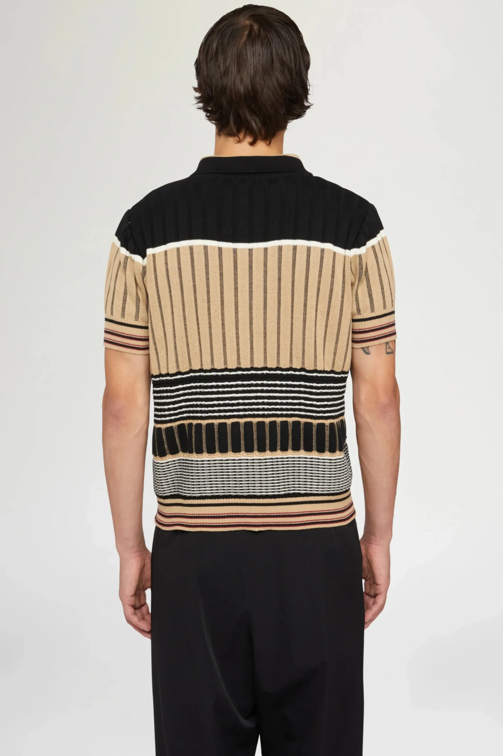 New Polo in Maglia Beige & Nera Uomo Uomo