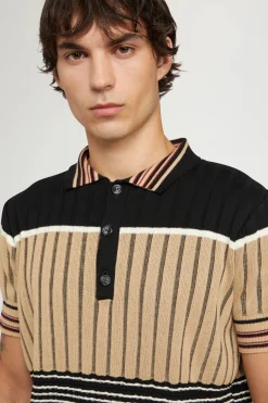 New Polo in Maglia Beige & Nera Uomo Uomo