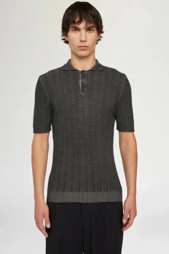 Outlet Polo in Maglia Grigia Uomo Uomo