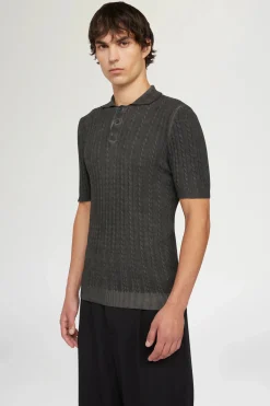 Outlet Polo in Maglia Grigia Uomo Uomo