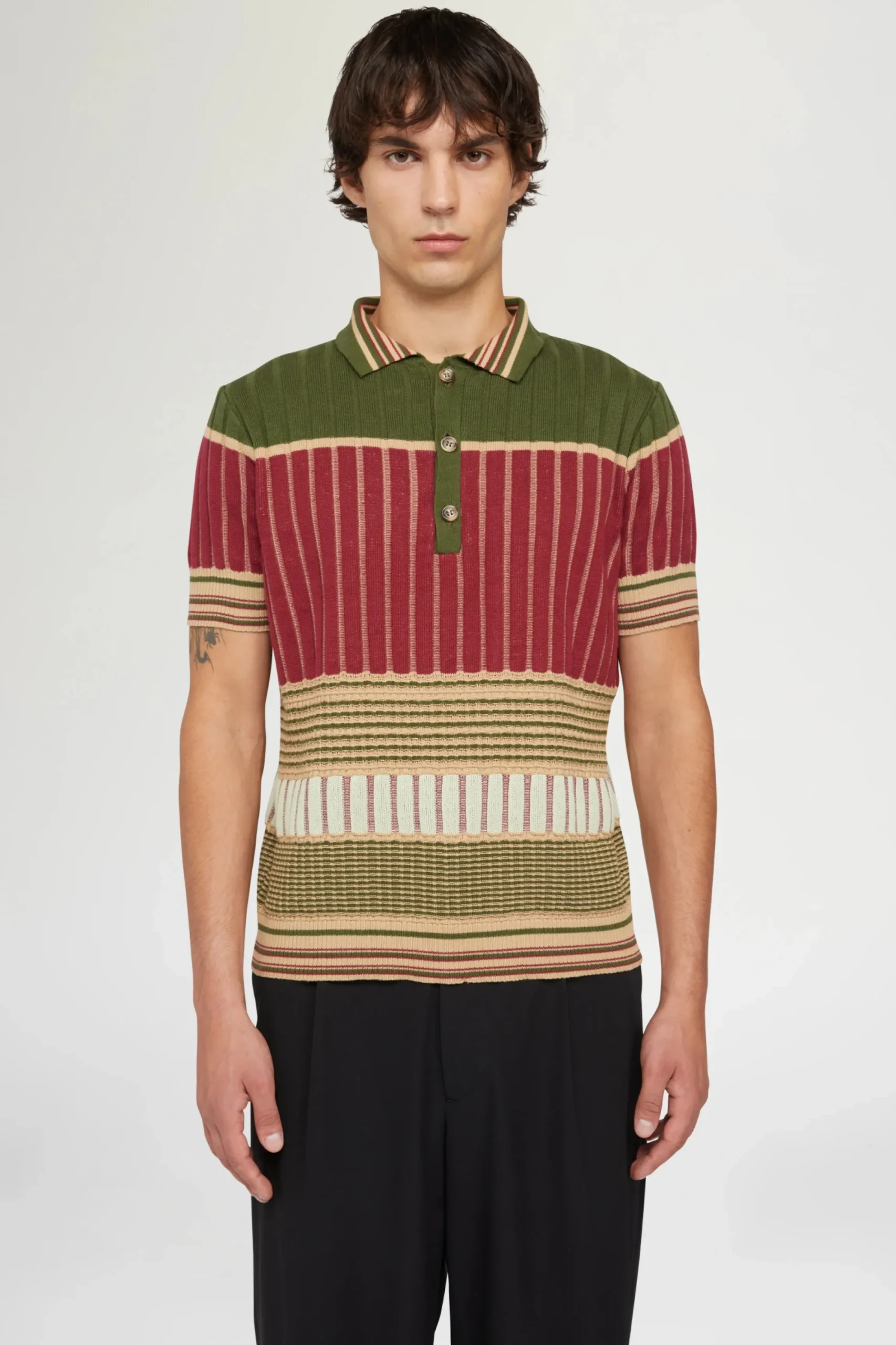Fashion Polo in Maglia Rossa e Verde Uomo Uomo