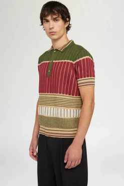 Fashion Polo in Maglia Rossa e Verde Uomo Uomo