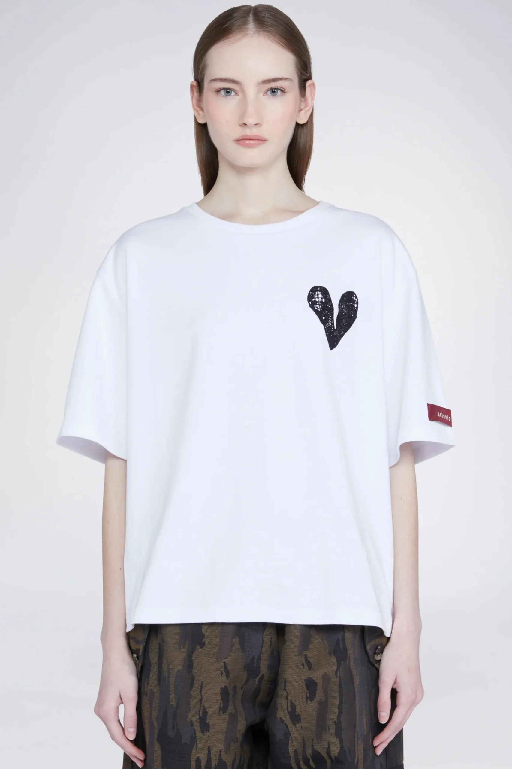 Discount T-shirt Cuore Bianca Donna Magliette E Top