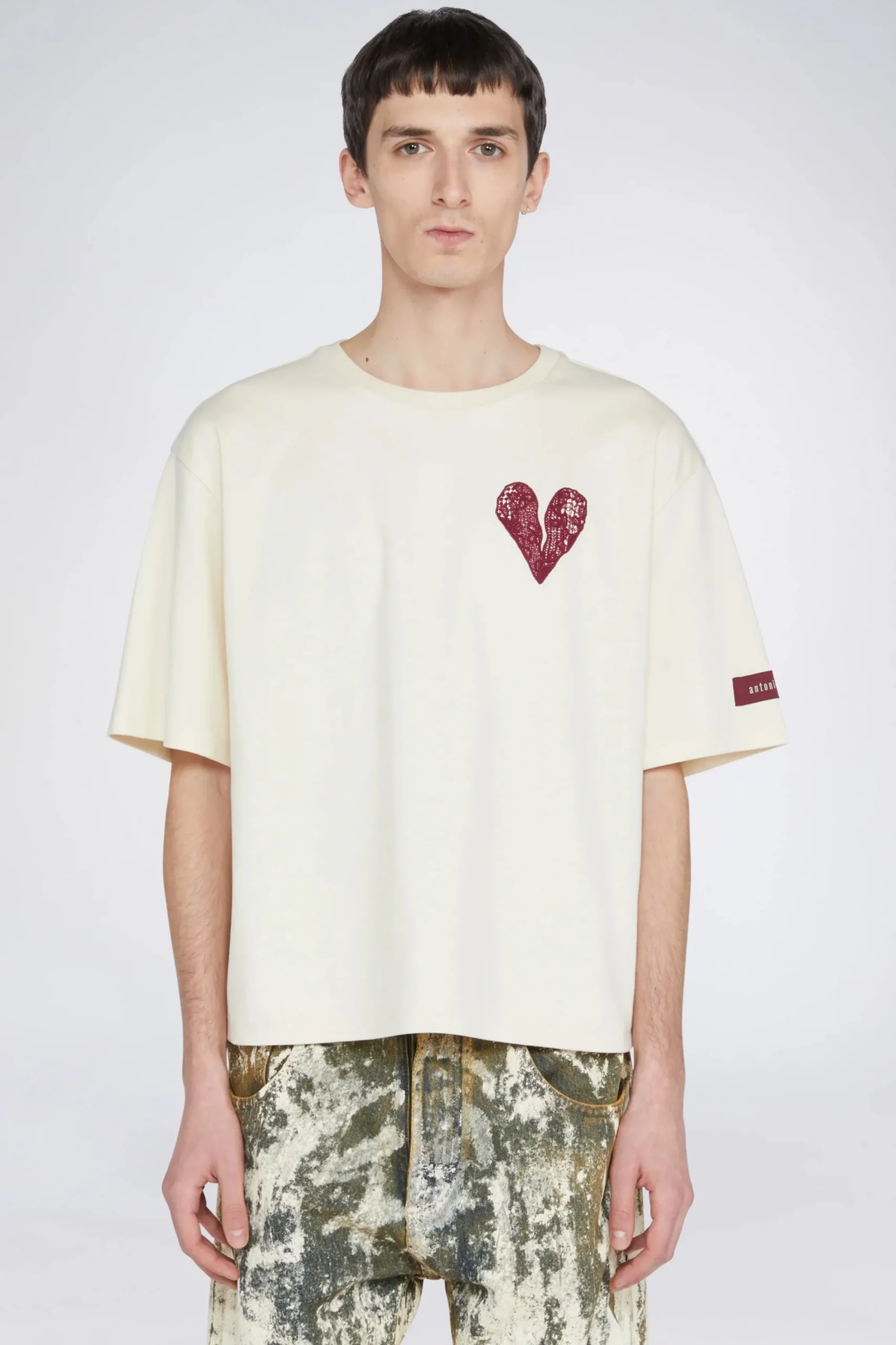 Hot T-shirt Cuore Crema Uomo Uomo