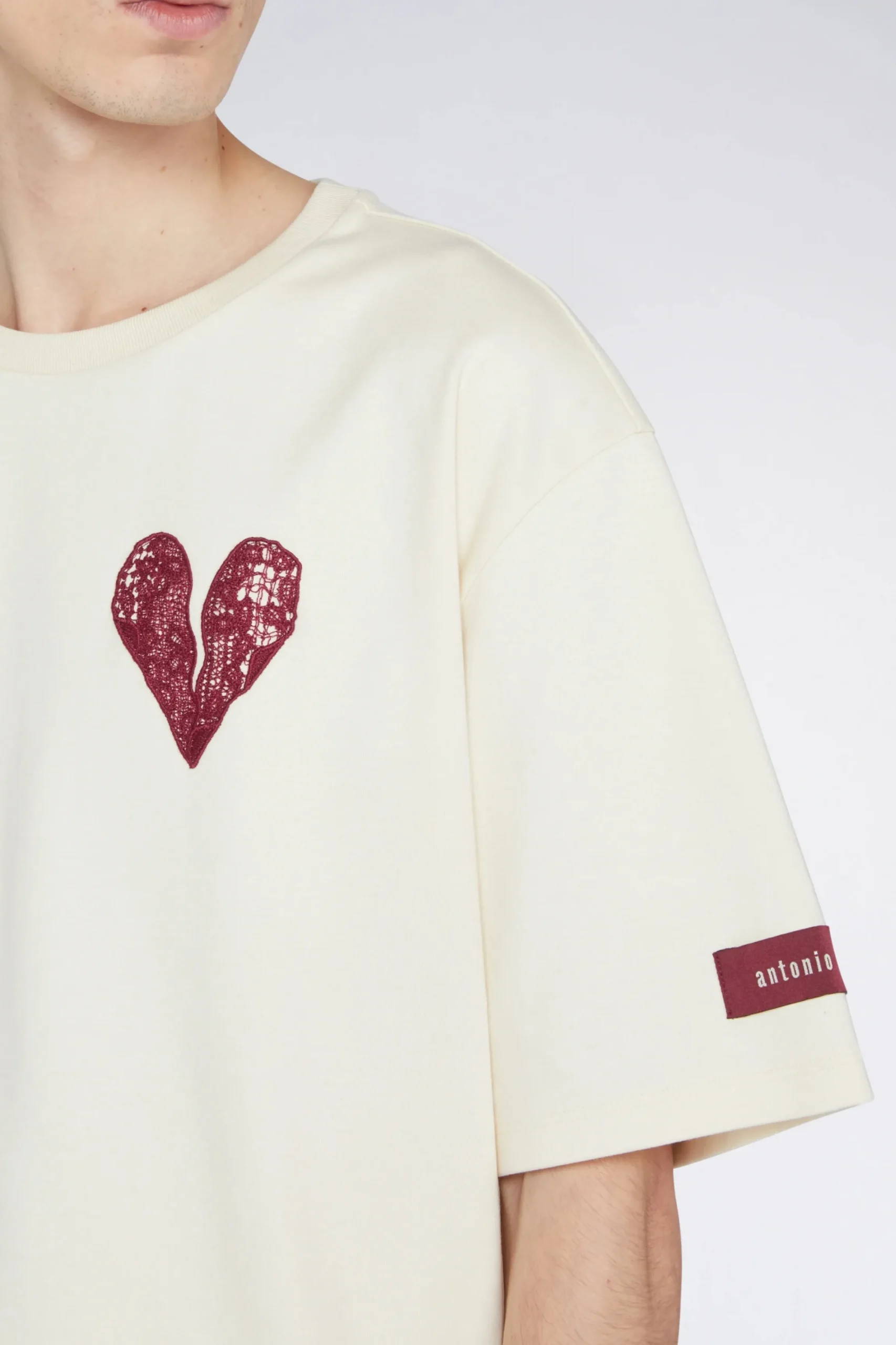 Hot T-shirt Cuore Crema Uomo Uomo