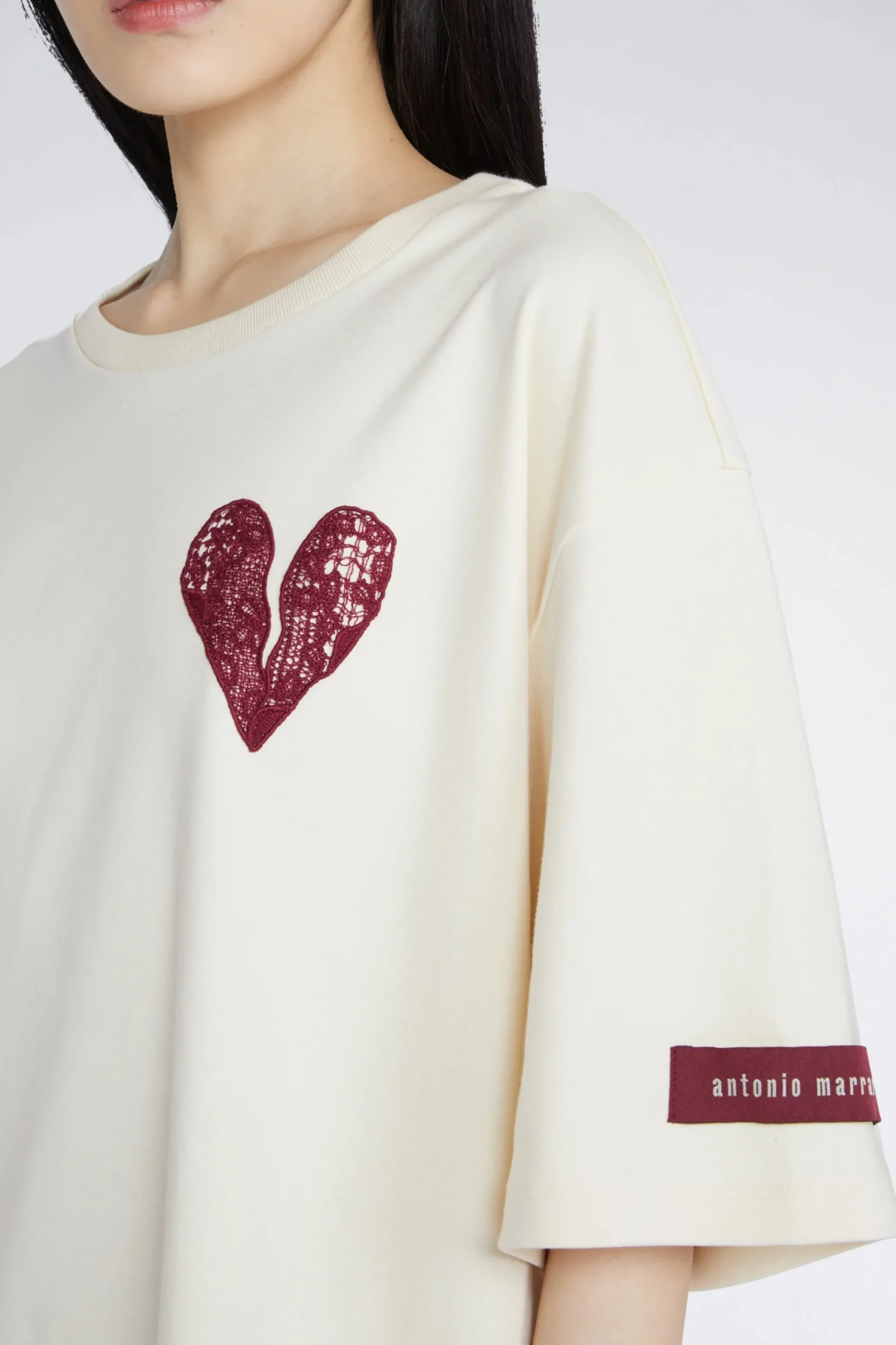 Fashion T-shirt Cuore Crema Donna Magliette E Top