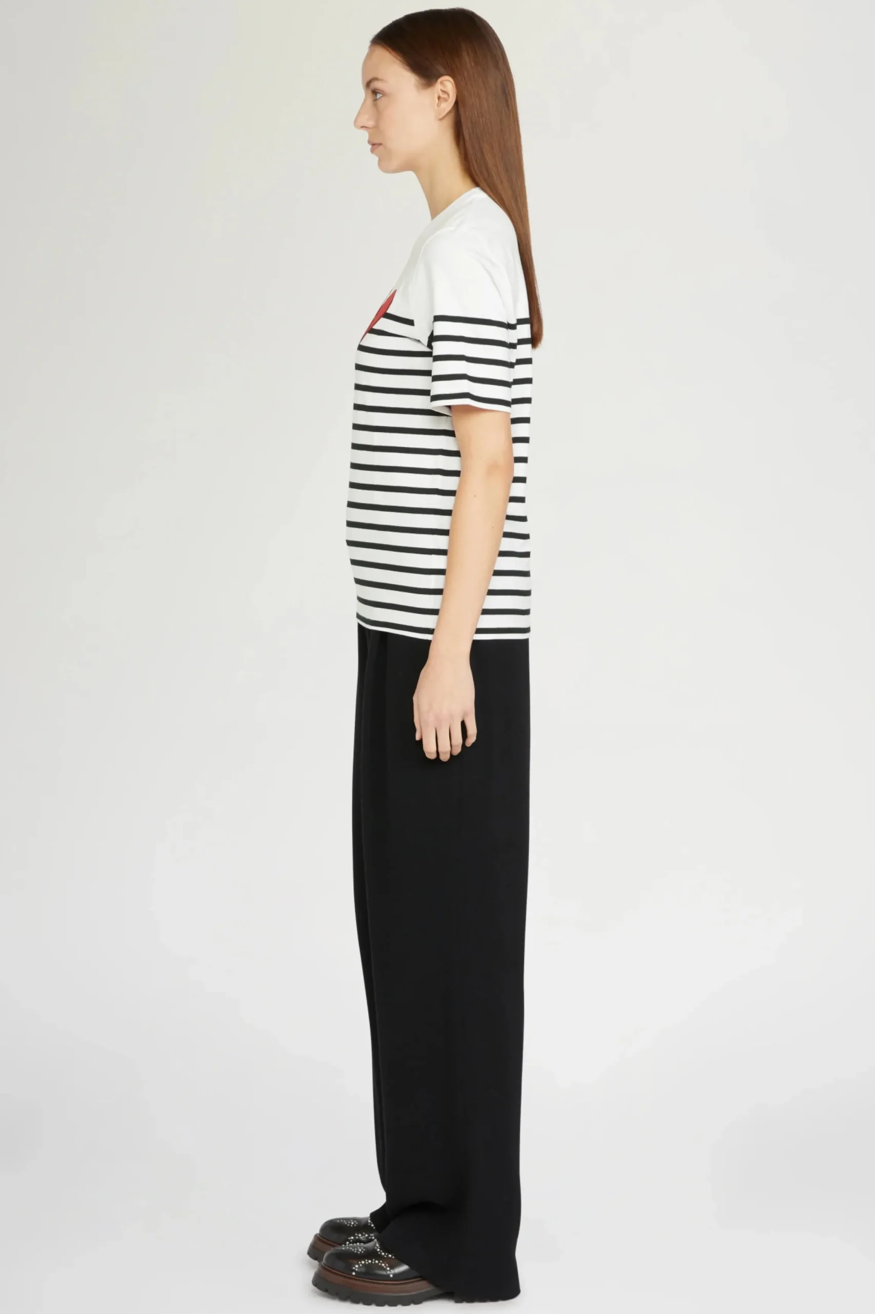 New T-shirt Cuore Spezzato a Righe Donna Magliette E Top
