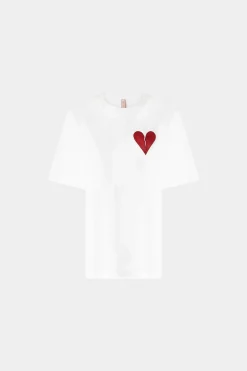 Fashion T-shirt Cuore Spezzato Bianca Donna Magliette E Top