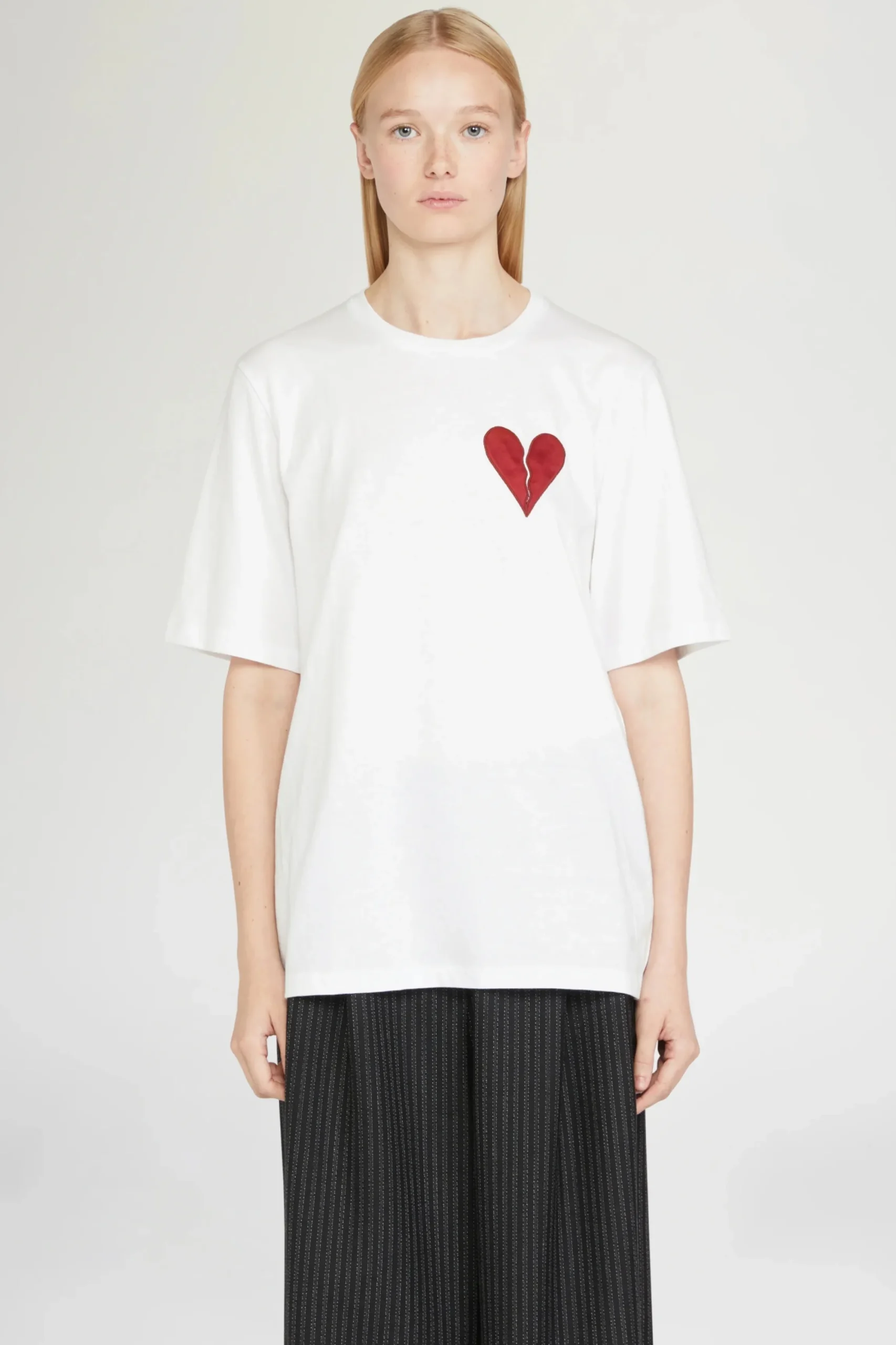 Fashion T-shirt Cuore Spezzato Bianca Donna Magliette E Top