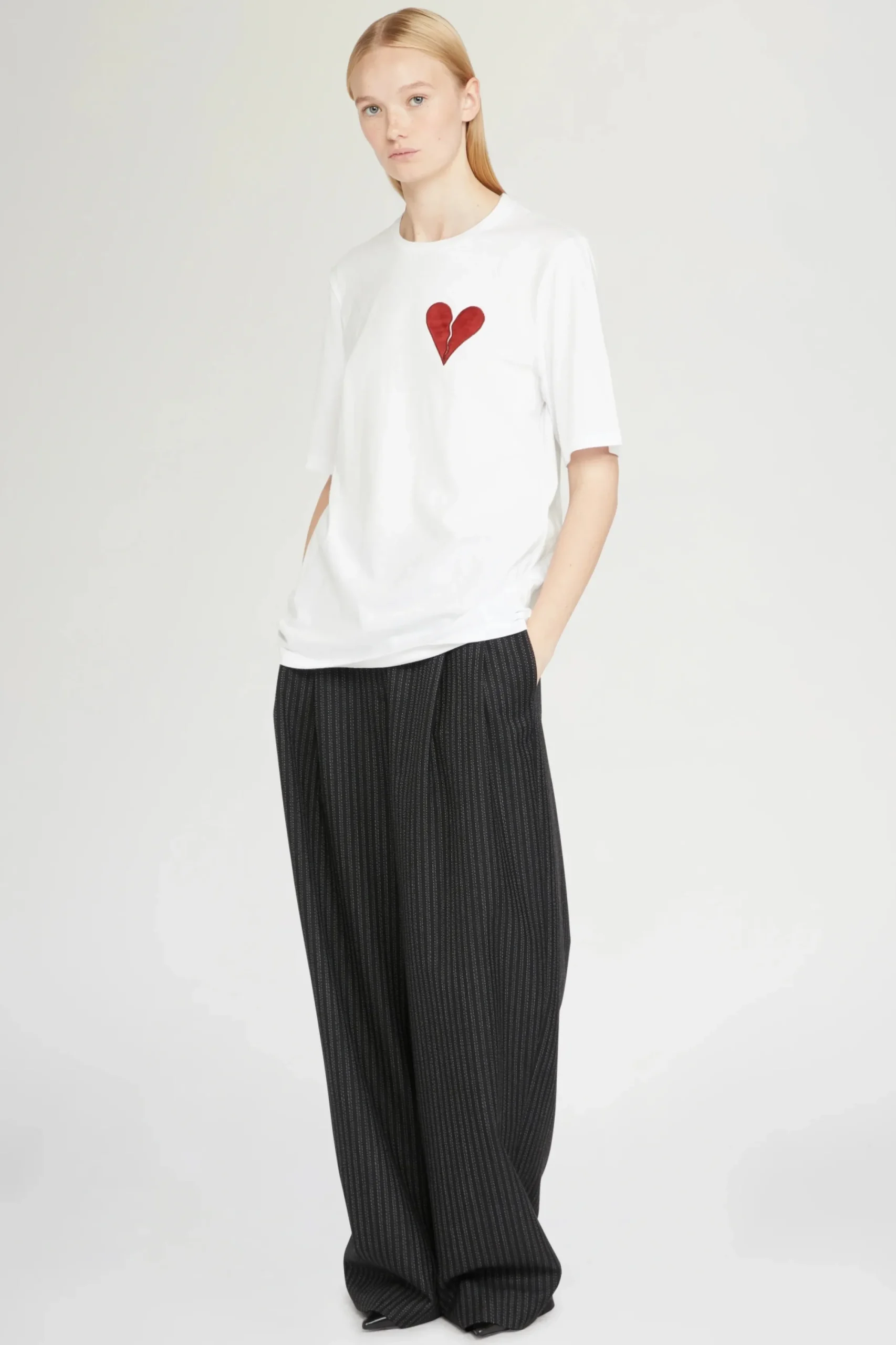 Fashion T-shirt Cuore Spezzato Bianca Donna Magliette E Top