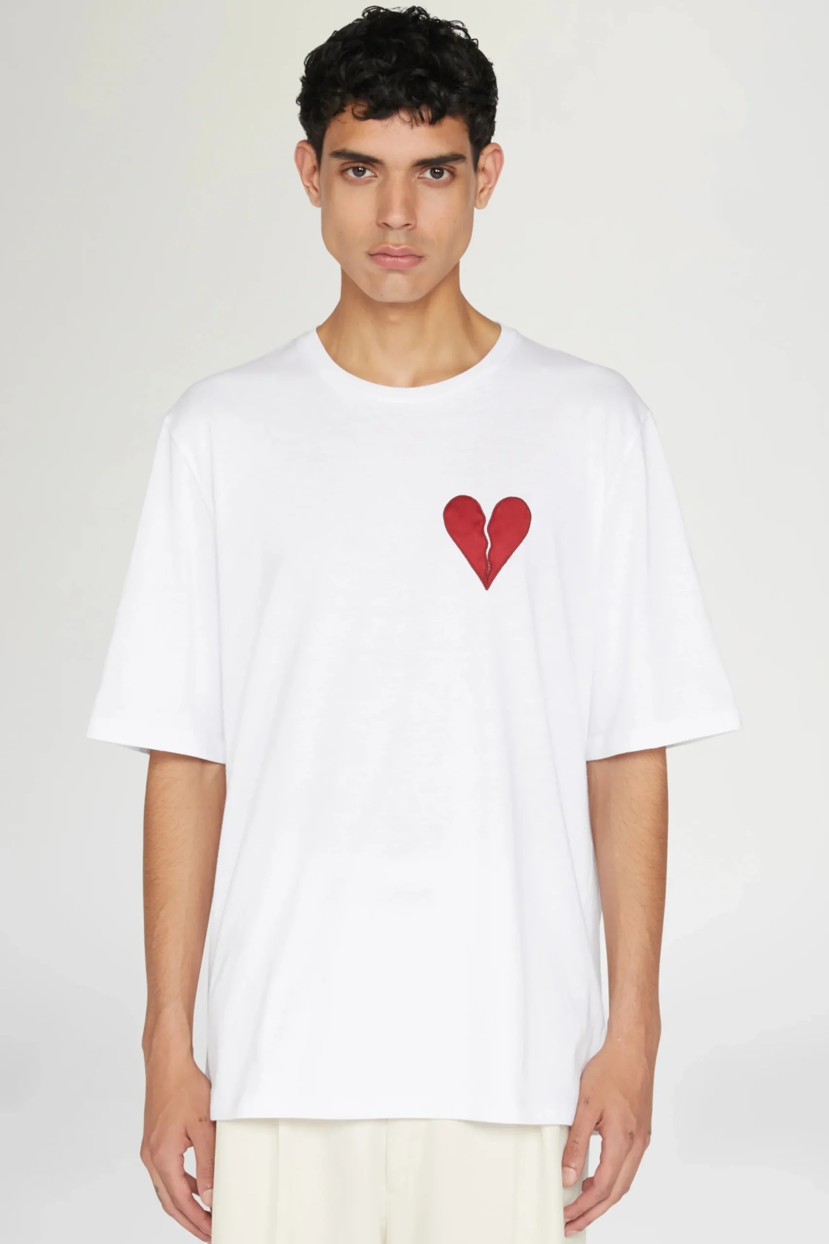 Fashion T-shirt Cuore Spezzato Bianca Uomo Uomo