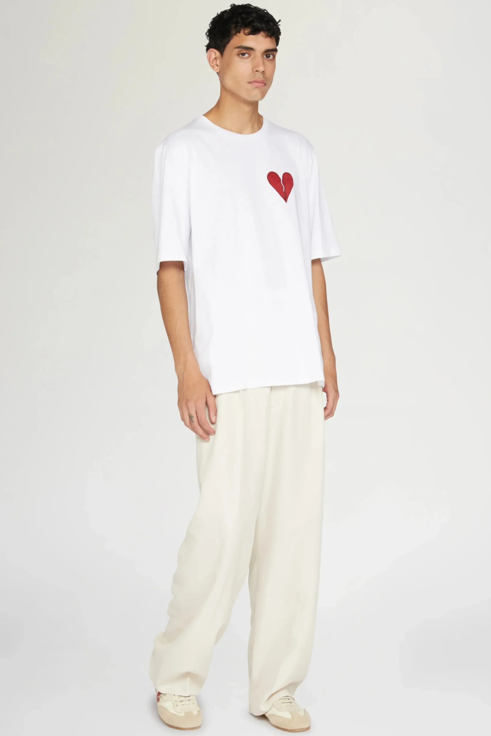 Fashion T-shirt Cuore Spezzato Bianca Uomo Uomo