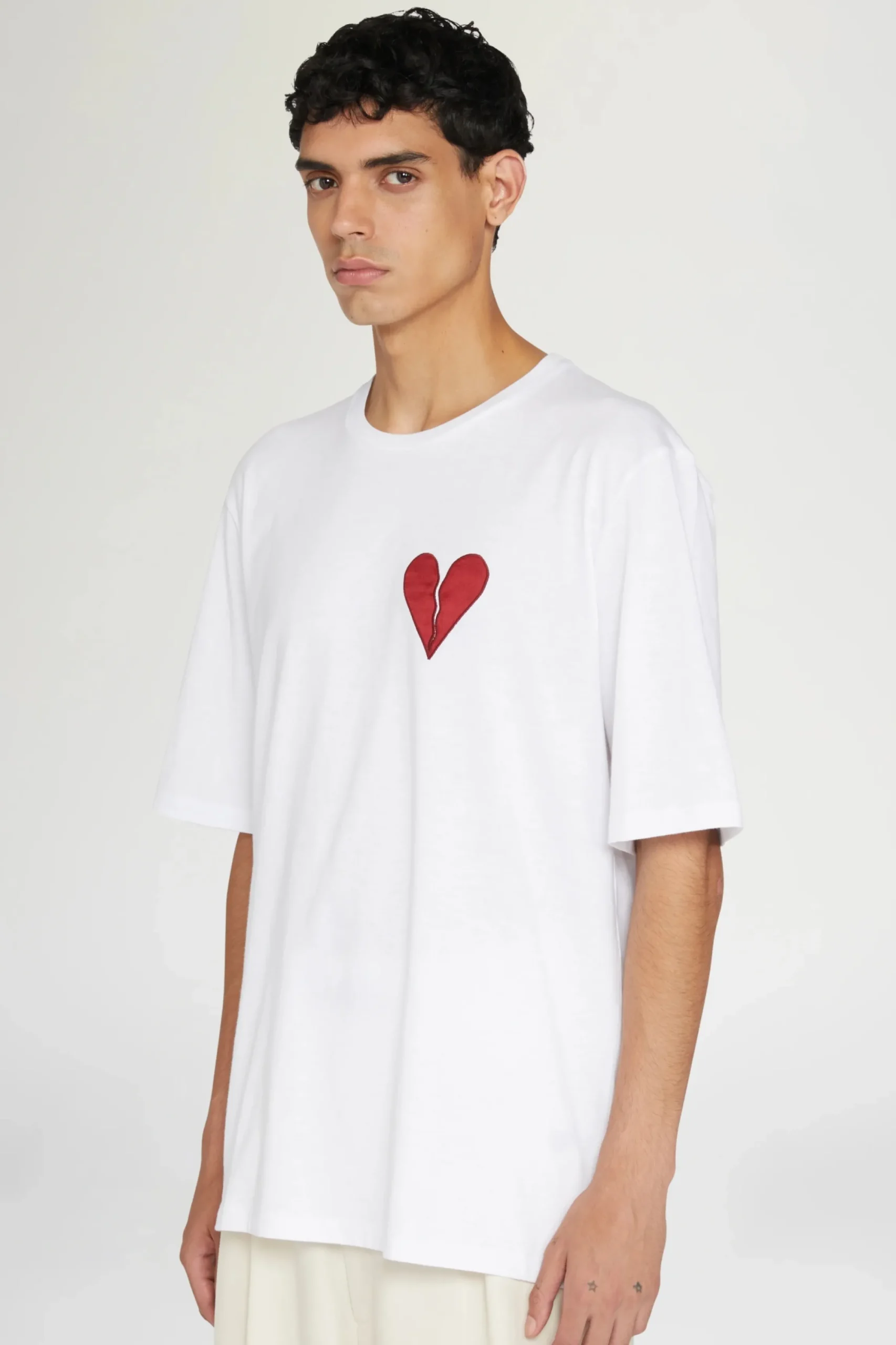 Fashion T-shirt Cuore Spezzato Bianca Uomo Uomo