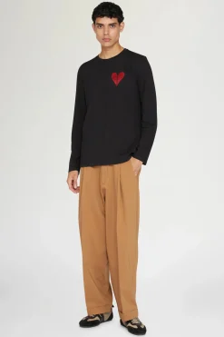 Fashion T-shirt Cuore Spezzato Lunga Nera Uomo Uomo