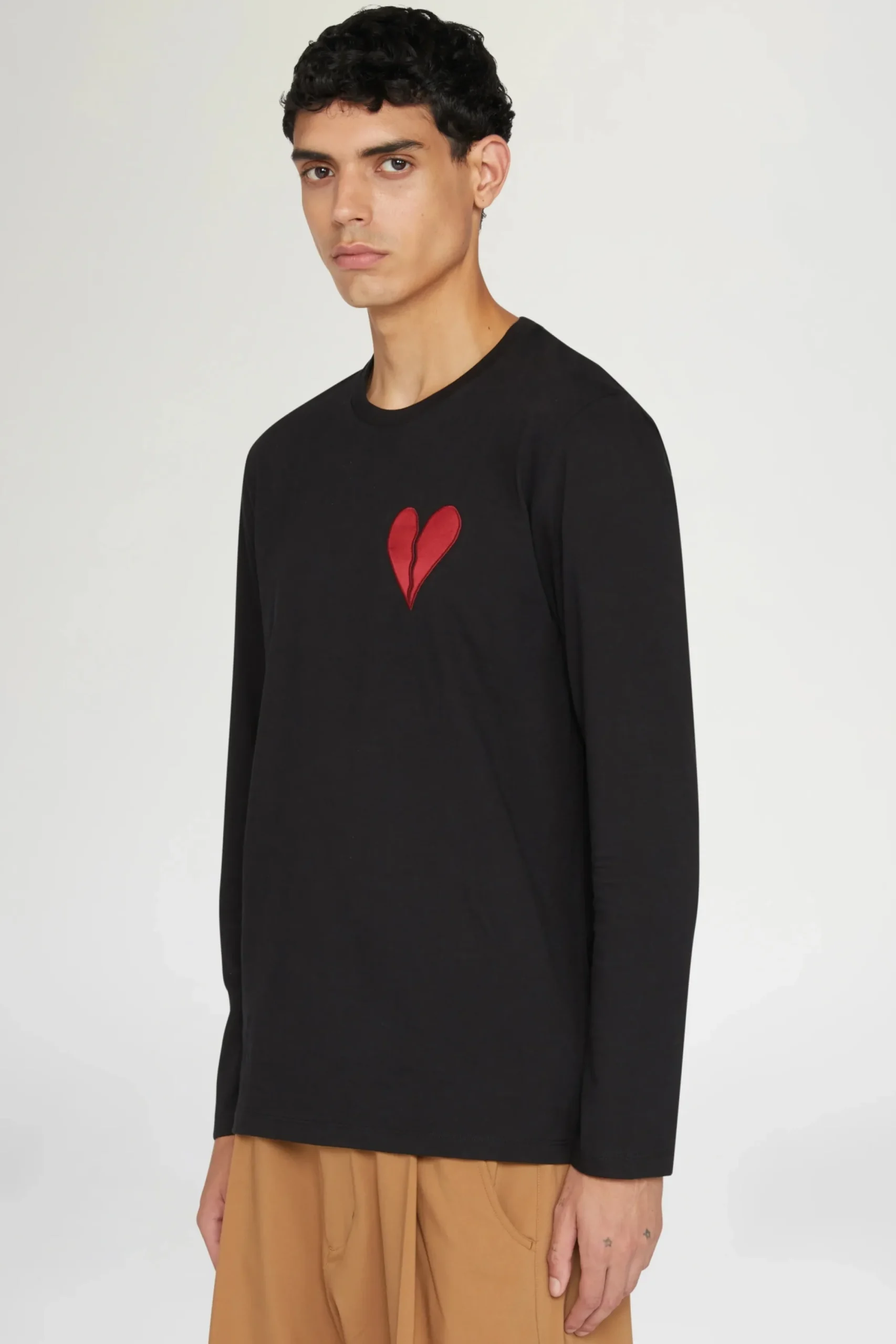 Fashion T-shirt Cuore Spezzato Lunga Nera Uomo Uomo