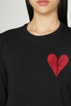 Fashion T-shirt Cuore Spezzato Lunga Nera Uomo Uomo