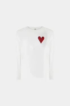Clearance T-shirt Cuore Spezzato Lunga Bianca Uomo Uomo