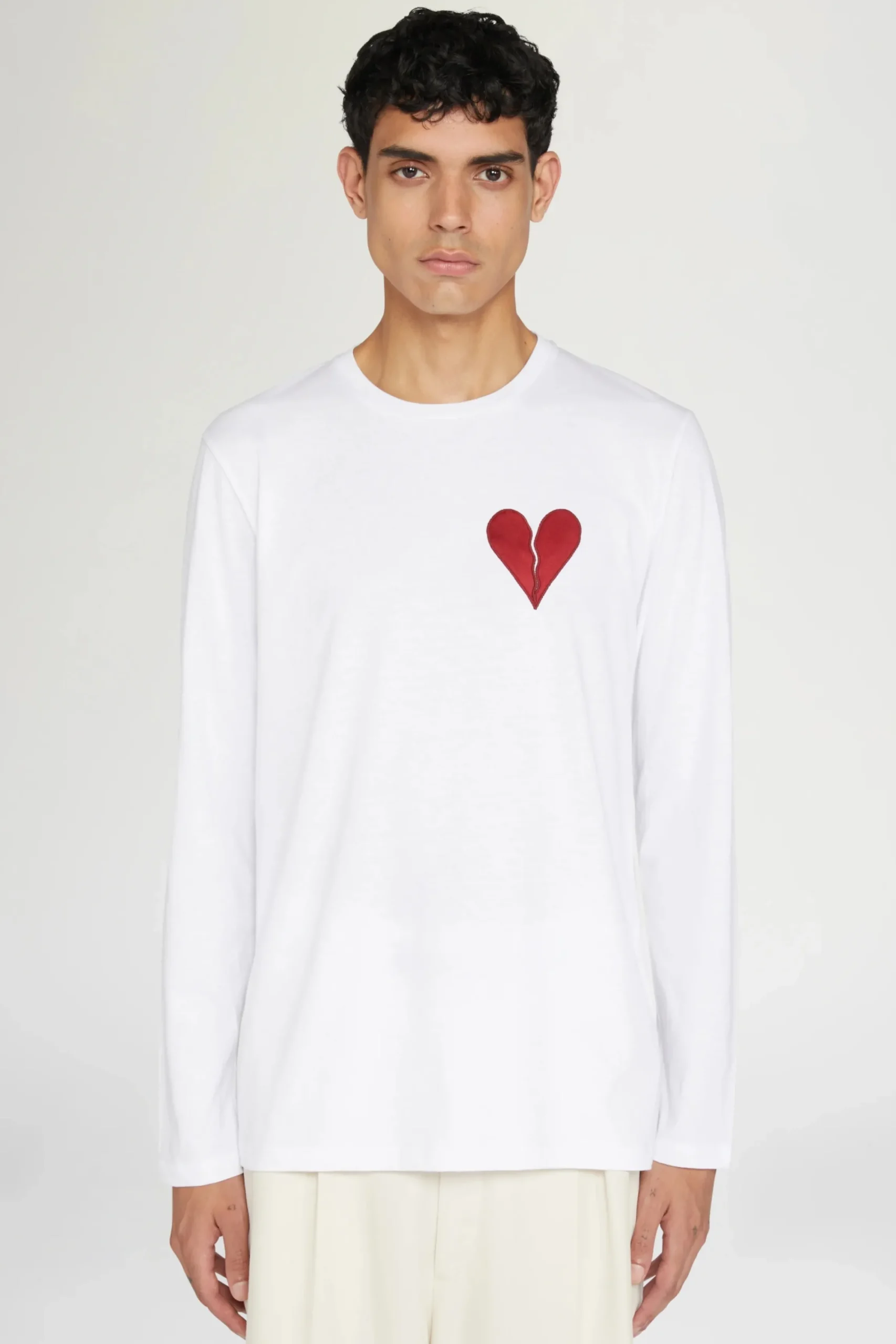 Clearance T-shirt Cuore Spezzato Lunga Bianca Uomo Uomo