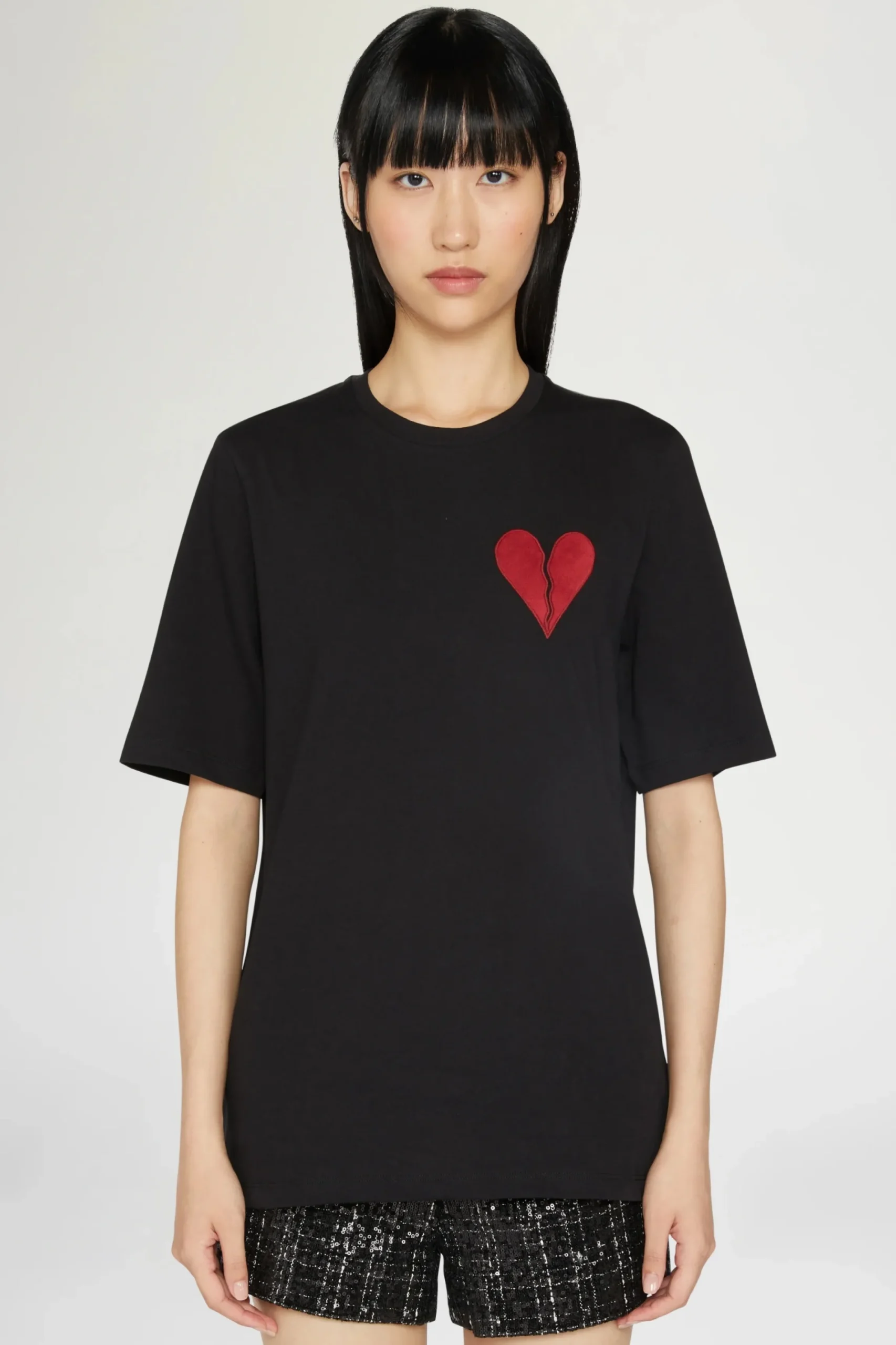 Online T-shirt Cuore Spezzato Nera Donna Magliette E Top|Uomo