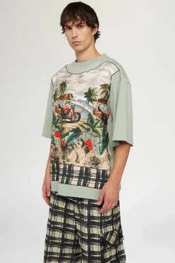 New T-shirt in Cotone Verde Uomo Uomo