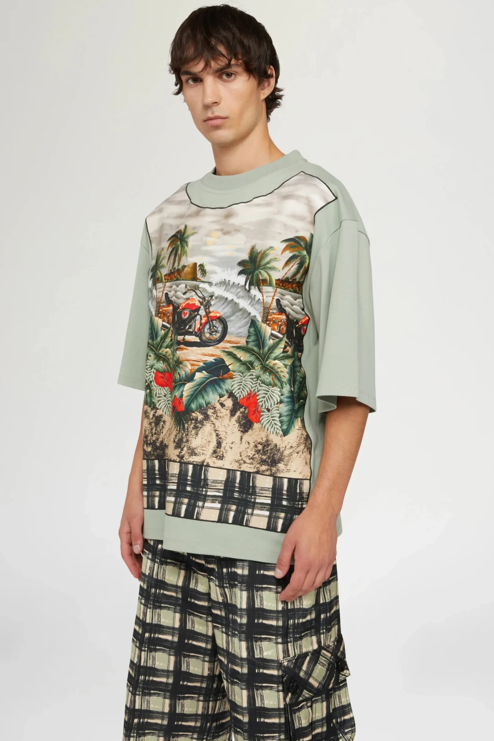 New T-shirt in Cotone Verde Uomo Uomo